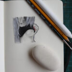 Commission of a small drawing, muse flashing the artist.