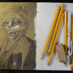 Mysterious portrait, mixed media